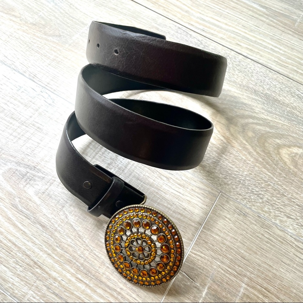 Rhinestone belt, real leather. Big buckle. - Picture 4 of 8